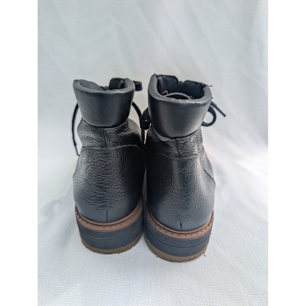 Avellini Lace Up Combat Boot Womens 40 US 9 Black Leather Chunky Lug Sole - Picture 5 of 10